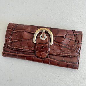 B Makowsky Brown Croc Leather Wallet